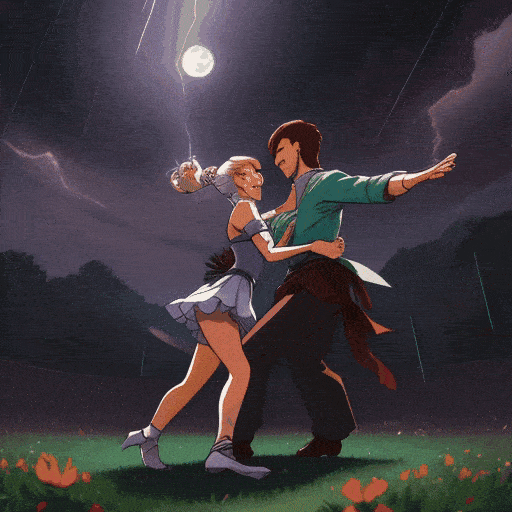 Dancing in a thunderstorm under the moonlight