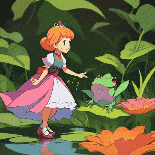 princess talking to a frog