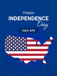 Joyful US Independence Day includes free vector of flag  map | Poster