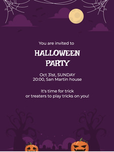 Spooky Halloween Invite Pumpkins  Bats Design | Poster