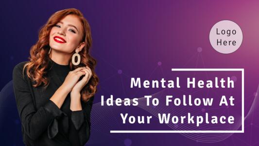 Cheerful expert lady promoting workplace mental wellbeing on a vivid backdrop | Youtube Thumbnail